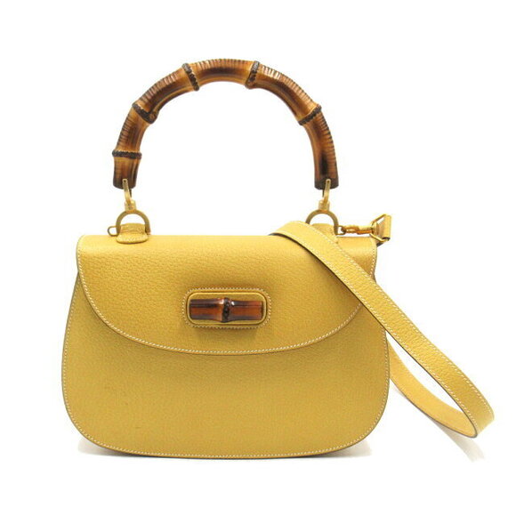 Gucci Handbags - Gucci Bamboo Shoulder Bag Leather Yellow